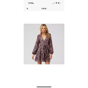 Bardot Bellissa Sequin Wrap Dress V-Neck, size XS, NWT